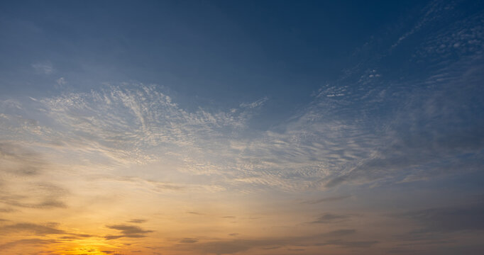 Beautiful Golden sunrise blue sky. Nature sky backgrounds