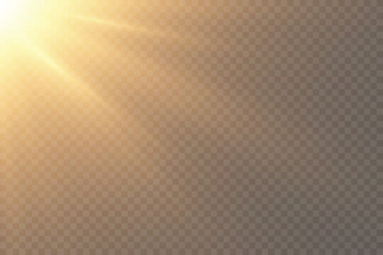 Vector transparent sunlight special lens flash light effect.front sun lens flash. Vector blur in the light of radiance. Element of decor. 