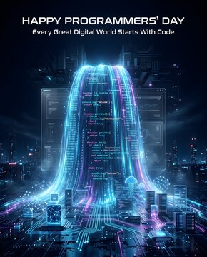 Happy Programmers' Day Poster Celebrating Coding, Programming and Software Development