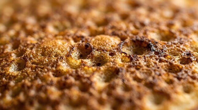 Macro Lens Pancake Texture Surface Golden Bubbles
