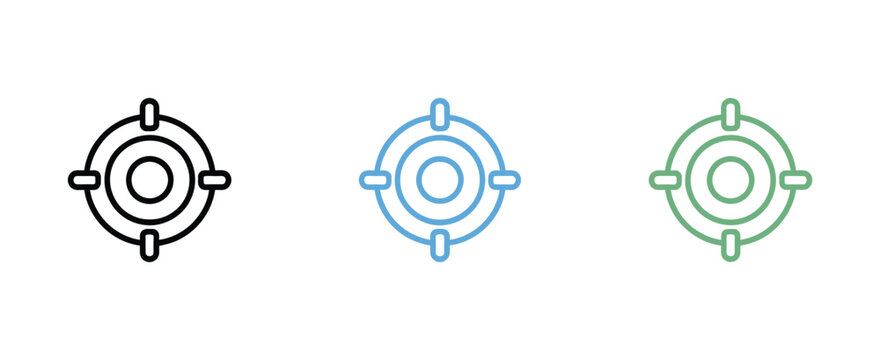 target aim and crosshair icon set, goal focus strategic accuracy precision performance symbols, vector illustration design