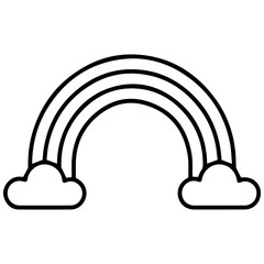 Fototapeta premium Rainbow with clouds graphic icon outline design spectrum meteorology atmosphere phenomenon illustration