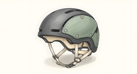 Fototapeta premium Modular Bicycle Helmet with Replaceable Green Panel, Sustainable Product Design
