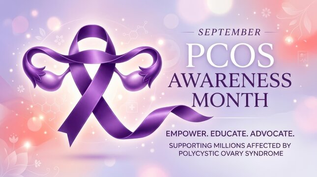 Purple PCOS awareness ribbon graphic for September campaign