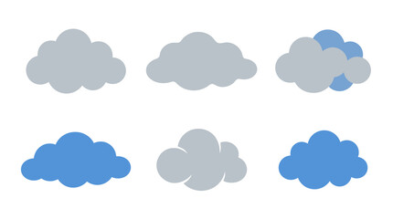 Fototapeta premium Set of vector cloud icons in blue and grey for weather and internet technology design