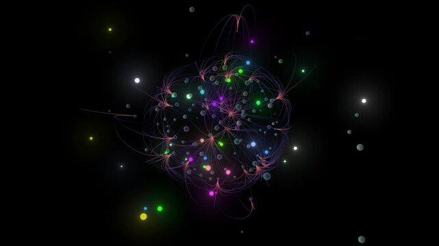 A glowing particle node network cluster designed for artificial intelligence, neural computing, data science, and cosmic space visualizations.