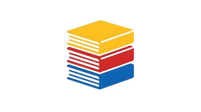 Modern colorful stack of books logo icon isolated on white background