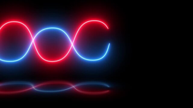 Neon dna helix animation: glowing red and blue abstract science background, genetics biology