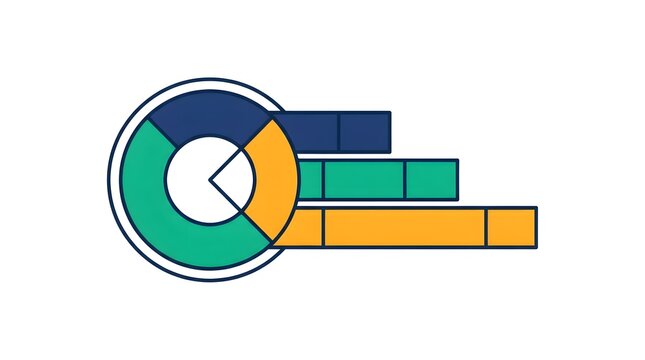 Modern infographic chart with circular pie segments and horizontal bars