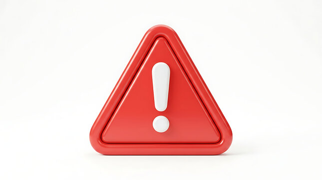 A 3D rendered red warning triangle with a white exclamation mark inside.
