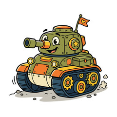 Naklejka premium cute cartoon tank vector illustration