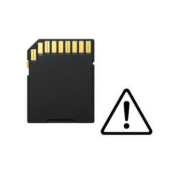 Sd card with warning sign