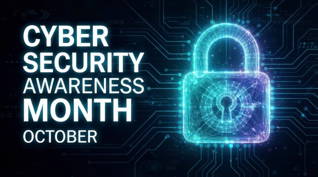 Cyber Security Awareness Month October digital lock banner