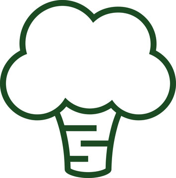 Green broccoli outline vegetable vector icon illustration with broccoli