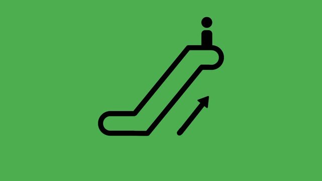 Escalator up sign featuring an escalator icon and upward arrow, designed for directional guidance and wayfinding in public facilities.