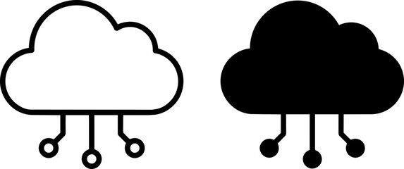 Obraz premium A digital cloud symbol featuring electronic circuit connections representing modern cloud computing technology.