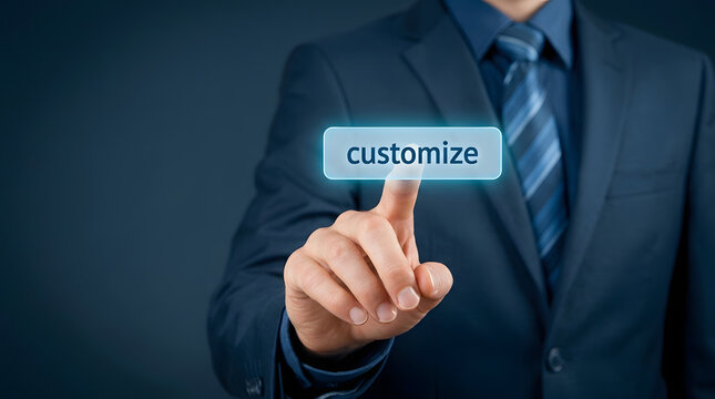 Professional selecting customize option on digital interface