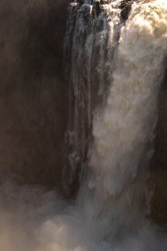 Closeup of the Victoria falls, on the Zimbabwe Zambia Border.