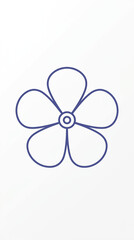 Fototapeta premium Minimalist purple outline icon of a simple fivepetal flower on a white background