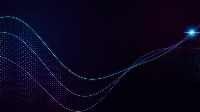 Abstract blue data wave with light spark