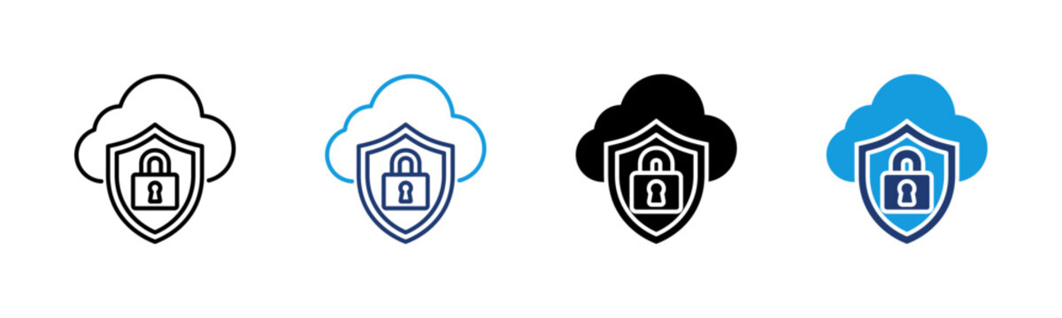 Cloud Security icon set multiple style collection