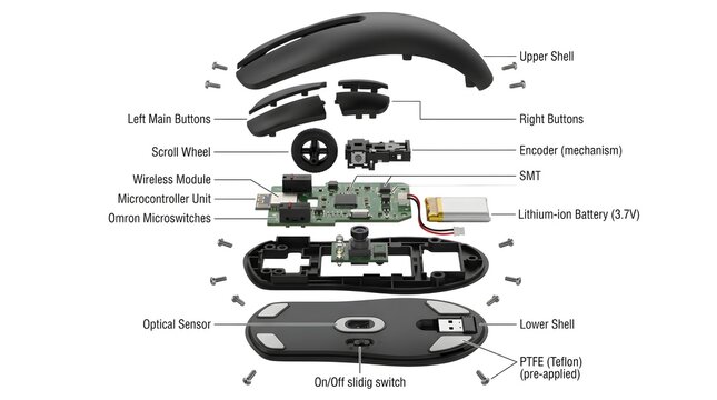 Computer mouse internal components