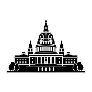 United States Capitol Building Silhouette Icon Isolated on White Background Design