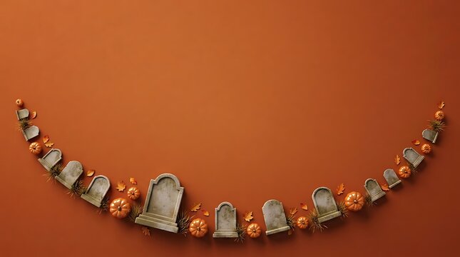 Spooky halloween border with cute ghosts and bats on a lilac background