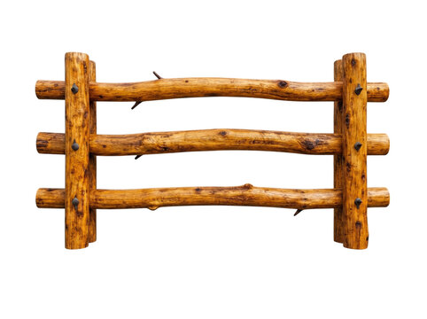 Wooden fence section with posts and rails