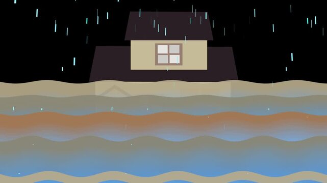 水害で被害を受ける動画素材。