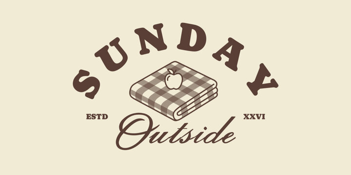 Sunday outside. Picnic and outdoor lifestyle for print, jersey, tee, hat, t-shirt, sweatshirt, hoodie, wall art for clothing brand design - Vector