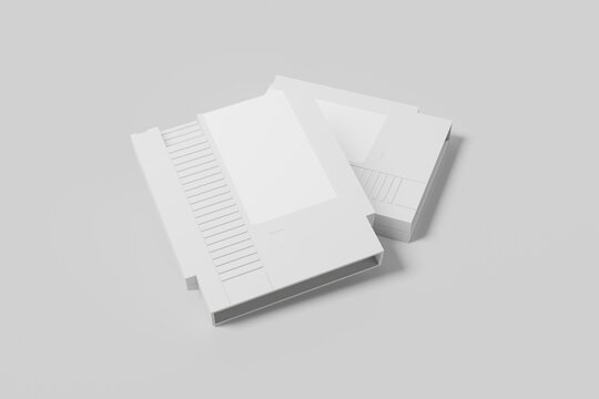 Blank White Retro Video Game Cartridge Mockup Pair