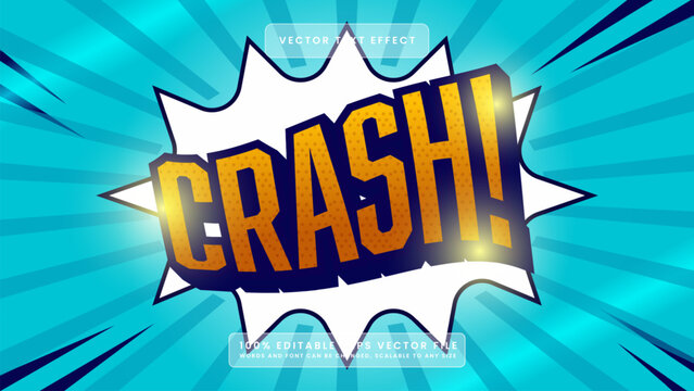 Comic Book Style Crash Text Effect Illustration with Explosive Sound Bubble