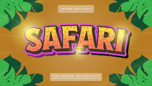 Text Effect Editable Graphic Design with Tropical Leaves and Animal Print Style