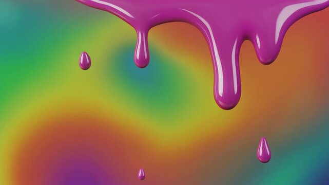 Candy color liquid drip animation, smooth glossy texture
