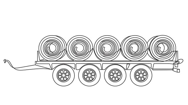 Fire hose reel cart illustration white background.