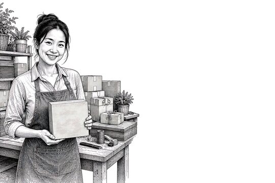 Smiling Female Small Business Owner Holding Package
