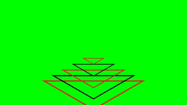 Abstract geometric composition with overlapping black and red triangles