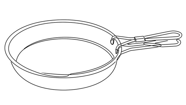 Empty frying pan with handle on white background.