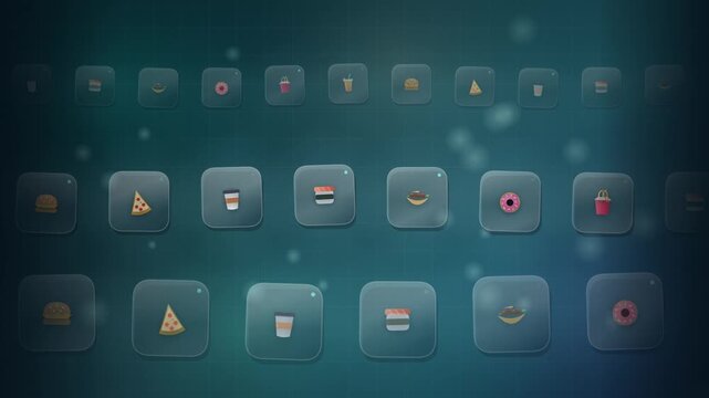Abstract Food Icons Background Pattern with Motion