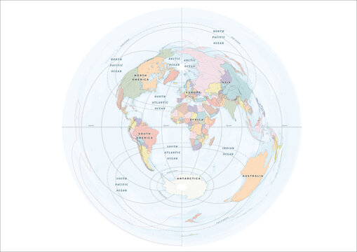 Azimuthal Equidistant Projection World Map