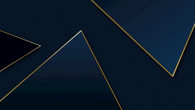 Abstract dark blue background with elegant gold geometric triangle lines