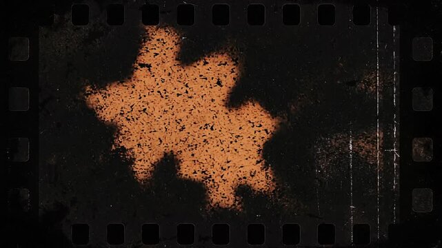 Looping texture dark grunge overlay low framerate stop motion concept. Vintage grunge film strip frame with distressed texture and dark retro background design