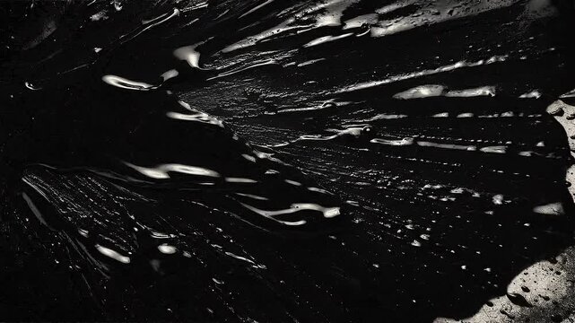 Looping texture dark grunge overlay low framerate stop motion concept. Abstract black paint splash with glossy texture and high contrast on a light background