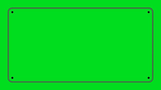 Minimalist rectangular banner frame isolated on a vibrant green background