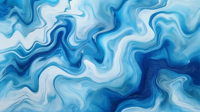Watercolor marble texture background in blue and white tones