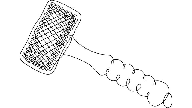 Fly swatter with squiggly line white background.