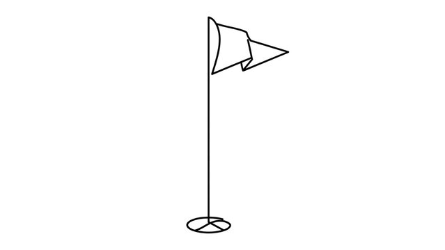 Golf flag on pole illustration white background.