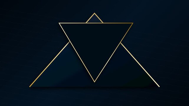 Minimalist geometric composition with thin gold triangles on dark background