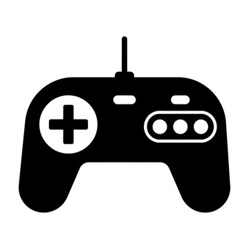 Black gamepad icon with antenna on white background